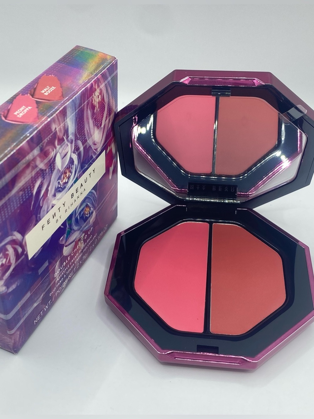 FENTY BEAUTY  Double Cheek'd Up Cream Blush Duo Peony‎ Droppa Mali Booze NIB LE